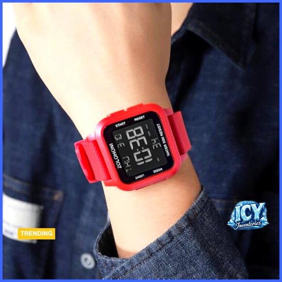 Stainless Steel Digital Watch Waterproof Large Face Dual Time Date main image 6